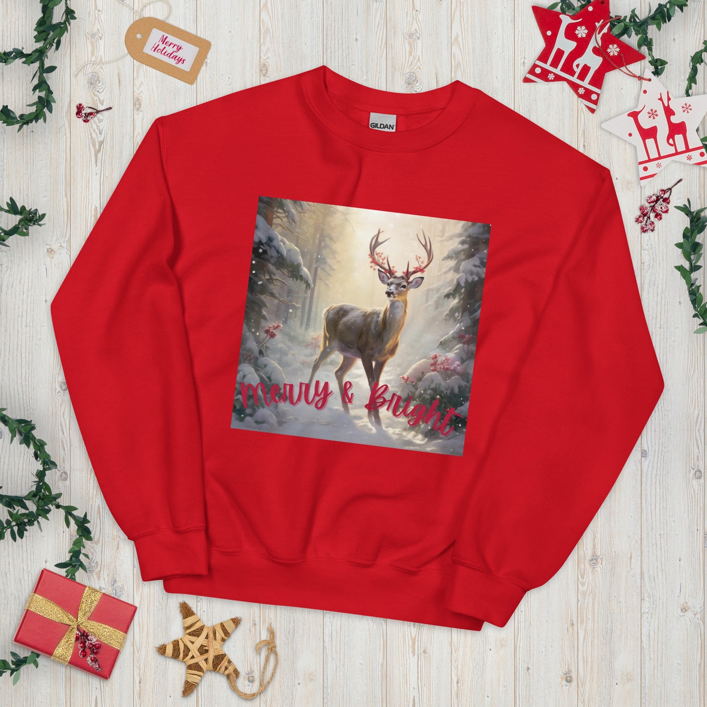 Merry and Bright Red or Pink Sweatshirt